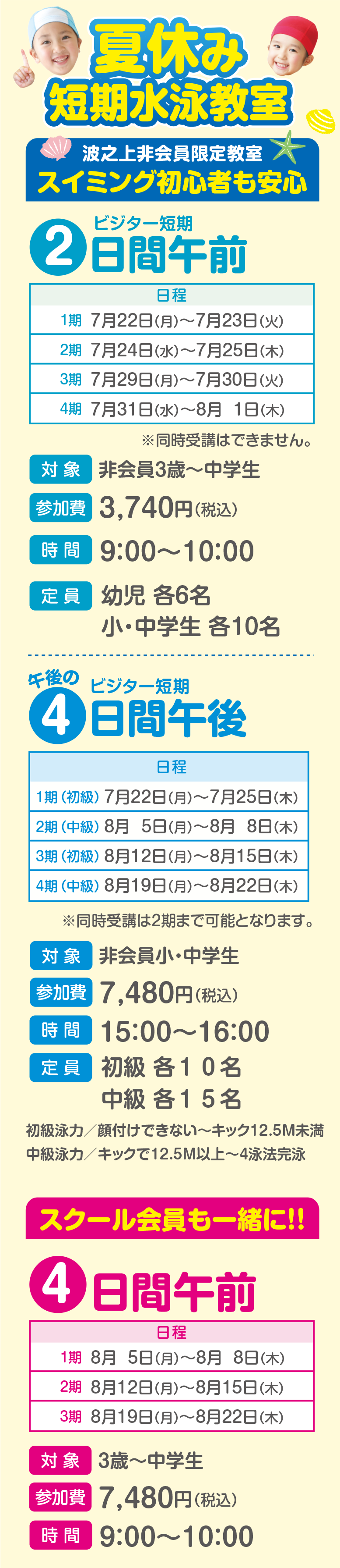 那覇市,波之上スイミングスクール.スイミング,夏休み短期水泳教室,水泳